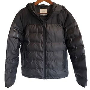 Jack & Jones Core Elements Mens Black Hooded Puffer Jacket Bonded Quilt Medium